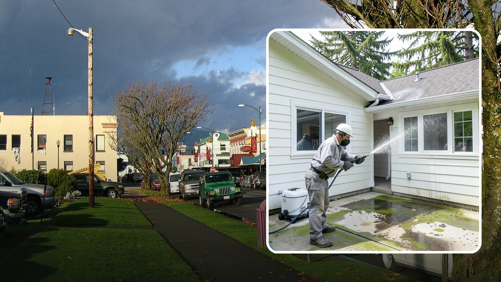 Brewery Exterior Cleaning in Arlington, Snohomish County, WA - Exterior cleaning for breweries and taprooms that clears spilled beer, grain residue, and Northwest algae from patios, loading...