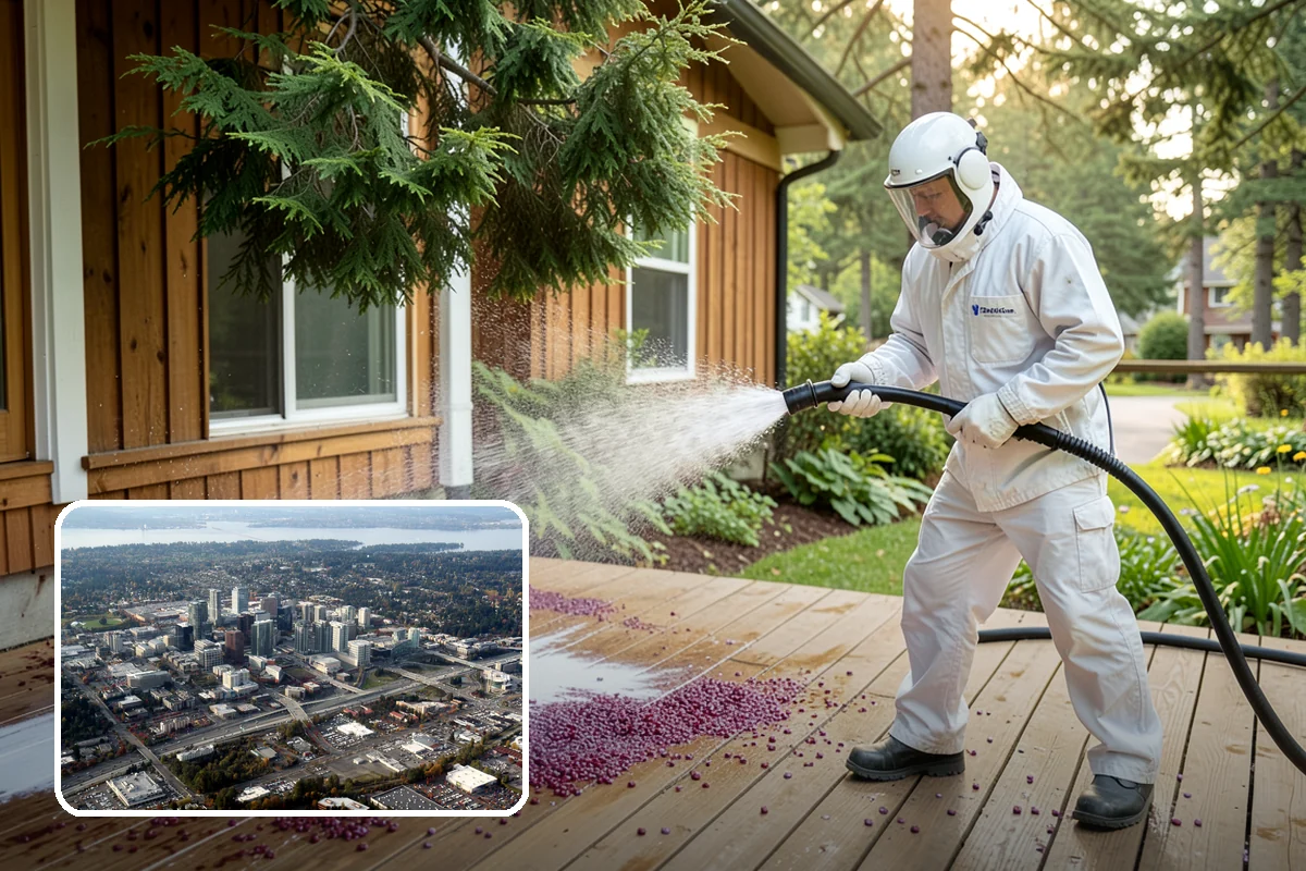 Brewery Exterior Cleaning in Bellevue, King County, WA - Cuts sticky beer and sugar residue from patios and floors