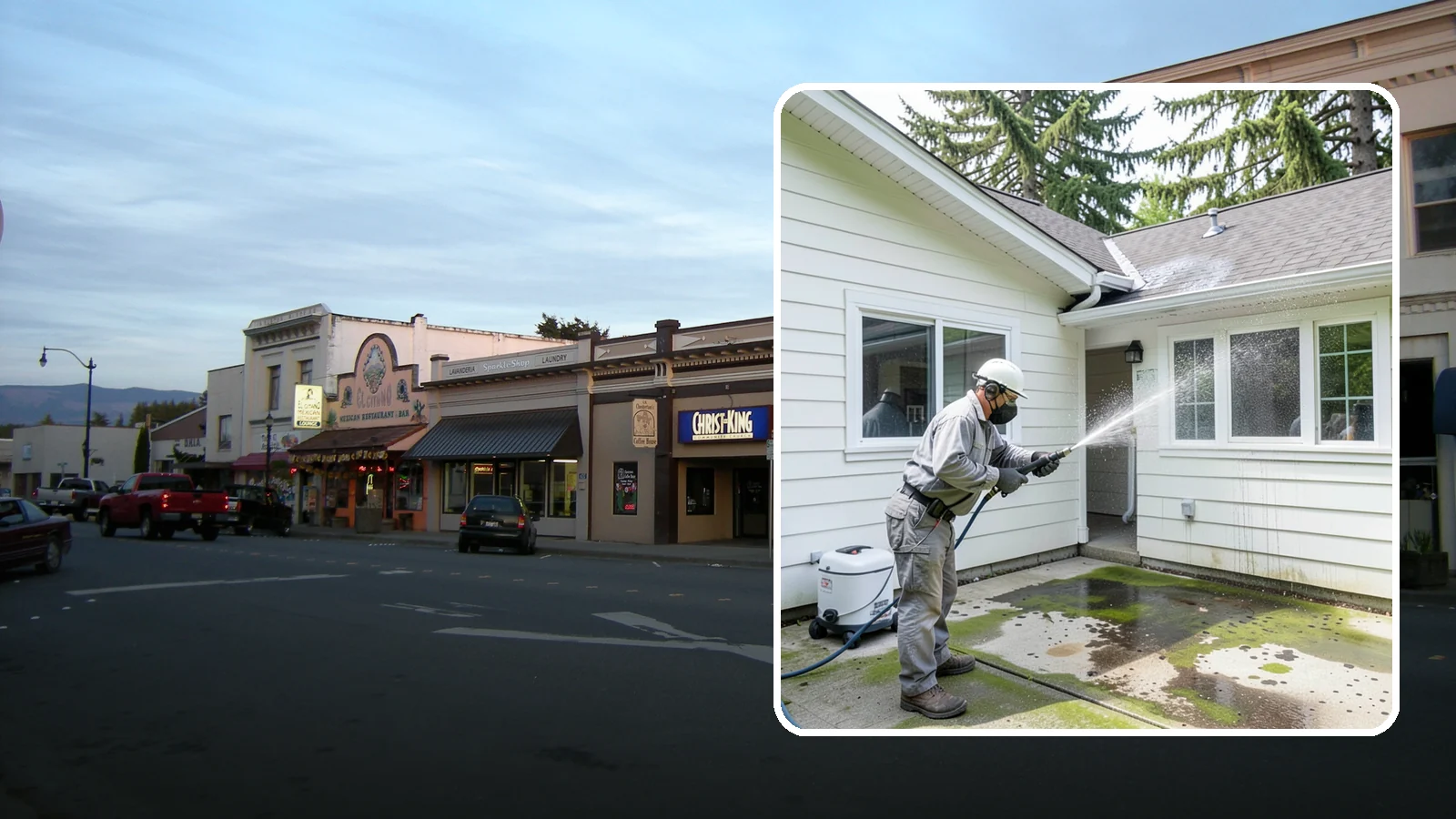 Brewery Exterior Cleaning in Burlington, Skagit County, WA - Exterior cleaning for breweries and taprooms that clears spilled beer, grain residue, and Northwest algae from patios, loading...