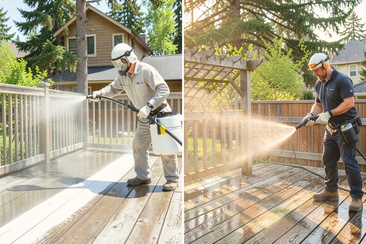 Brewery Exterior Cleaning in Eatonville, Pierce County, WA - Pre-treat sticky patio and dock zones with a degreaser