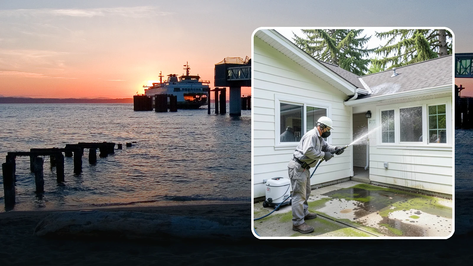Brewery Exterior Cleaning in Edmonds, Snohomish County, WA - Exterior cleaning for breweries and taprooms that clears spilled beer, grain residue, and Northwest algae from patios, loading...