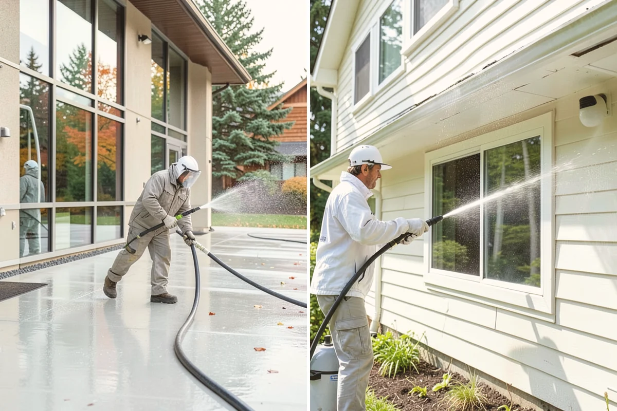 Brewery Exterior Cleaning in Edmonds, Snohomish County, WA - Pre-treat sticky patio and dock zones with a degreaser