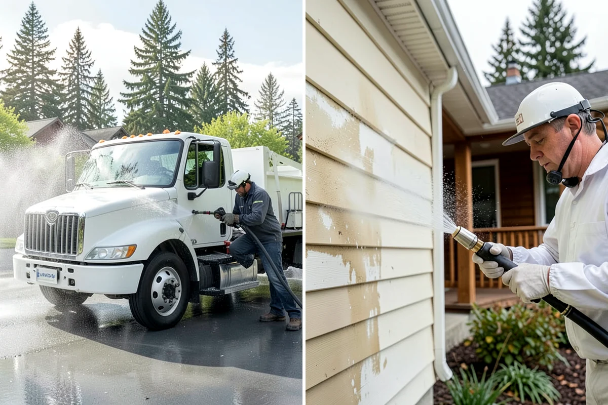 Brewery Exterior Cleaning in Enumclaw, King County, WA - Pre-treat sticky patio and dock zones with a degreaser