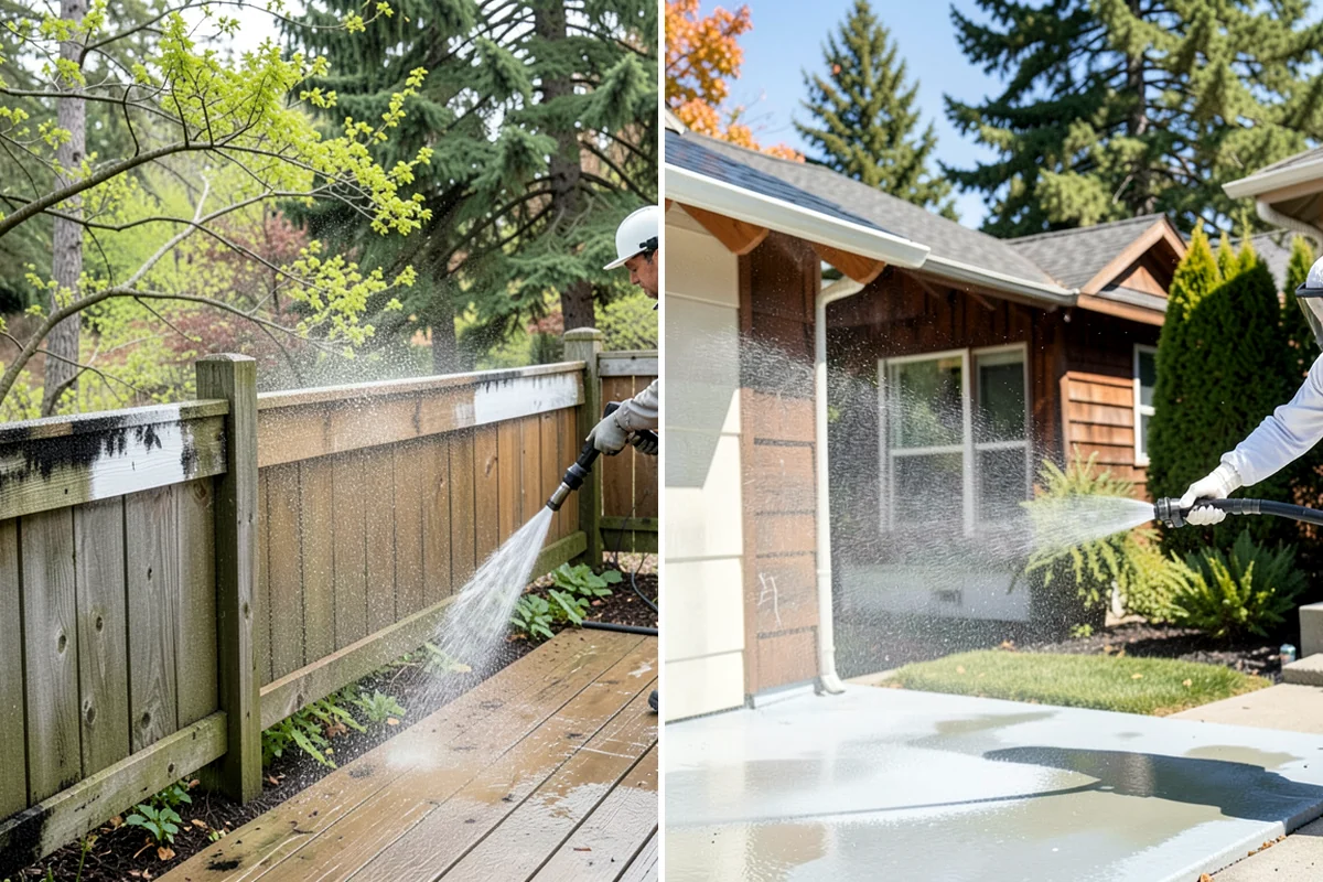 Brewery Exterior Cleaning in Everett, Snohomish County, WA - Pre-treat sticky patio and dock zones with a degreaser
