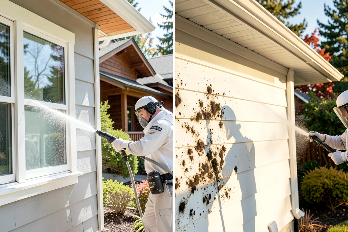 Brewery Exterior Cleaning in Gig Harbor, Pierce County, WA - Pre-treat sticky patio and dock zones with a degreaser