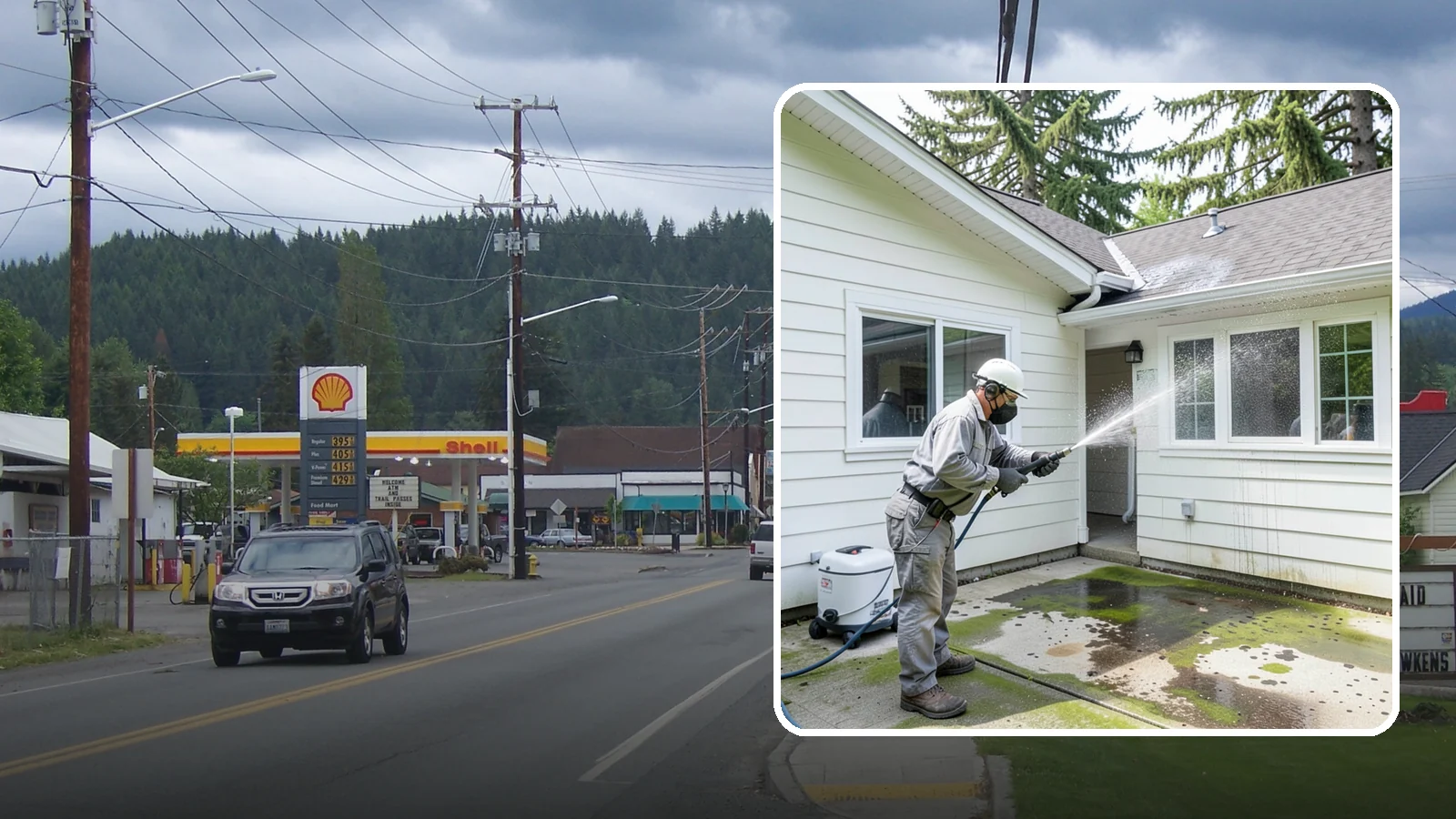 Brewery Exterior Cleaning in Granite Falls, Snohomish County, WA - Exterior cleaning for breweries and taprooms that clears spilled beer, grain residue, and Northwest algae from patios, loading...