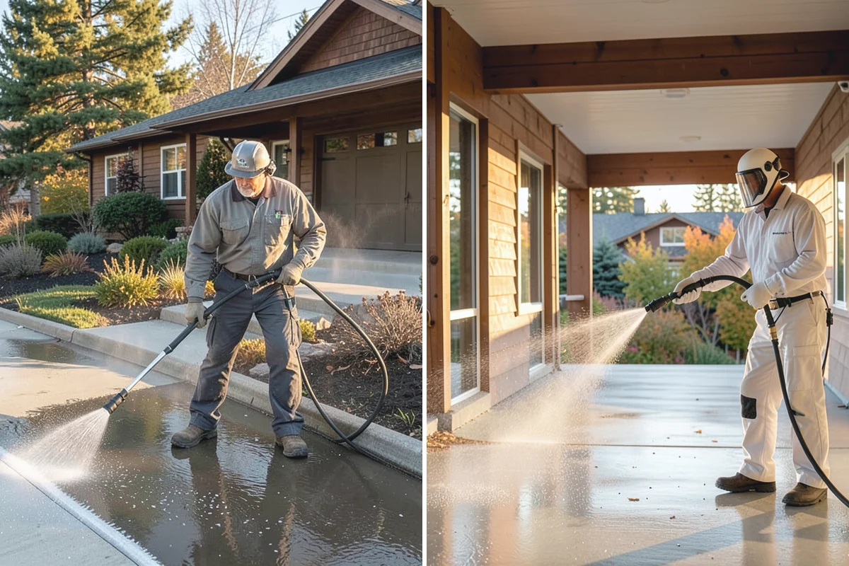 Brewery Exterior Cleaning in Granite Falls, Snohomish County, WA - Pre-treat sticky patio and dock zones with a degreaser
