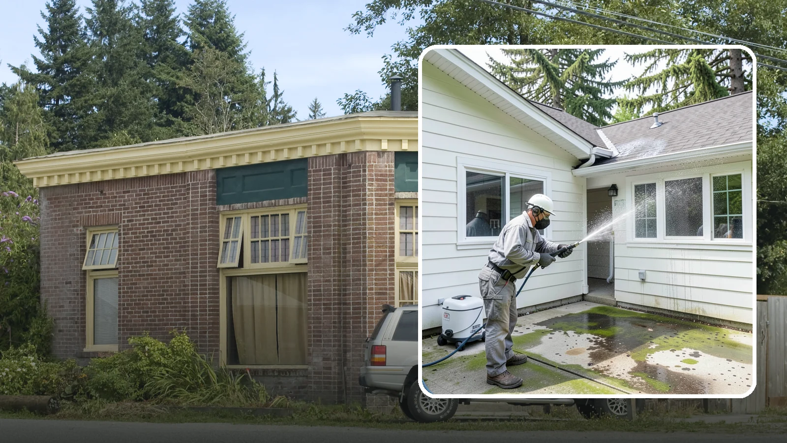 Brewery Exterior Cleaning in Hamilton, Skagit County, WA - Exterior cleaning for breweries and taprooms that clears spilled beer, grain residue, and Northwest algae from patios, loading...