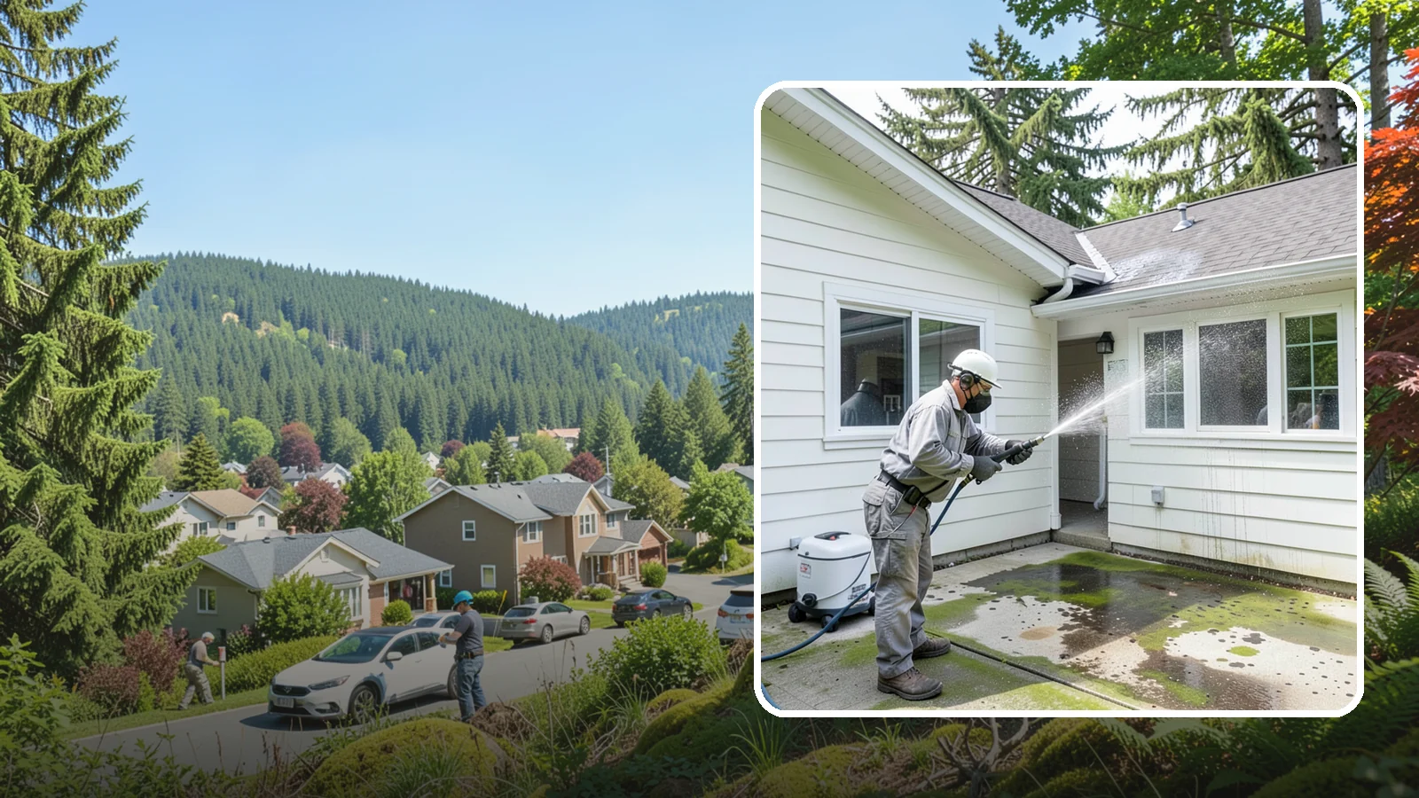 Brewery Exterior Cleaning in Index, Snohomish County, WA - Exterior cleaning for breweries and taprooms that clears spilled beer, grain residue, and Northwest algae from patios, loading...