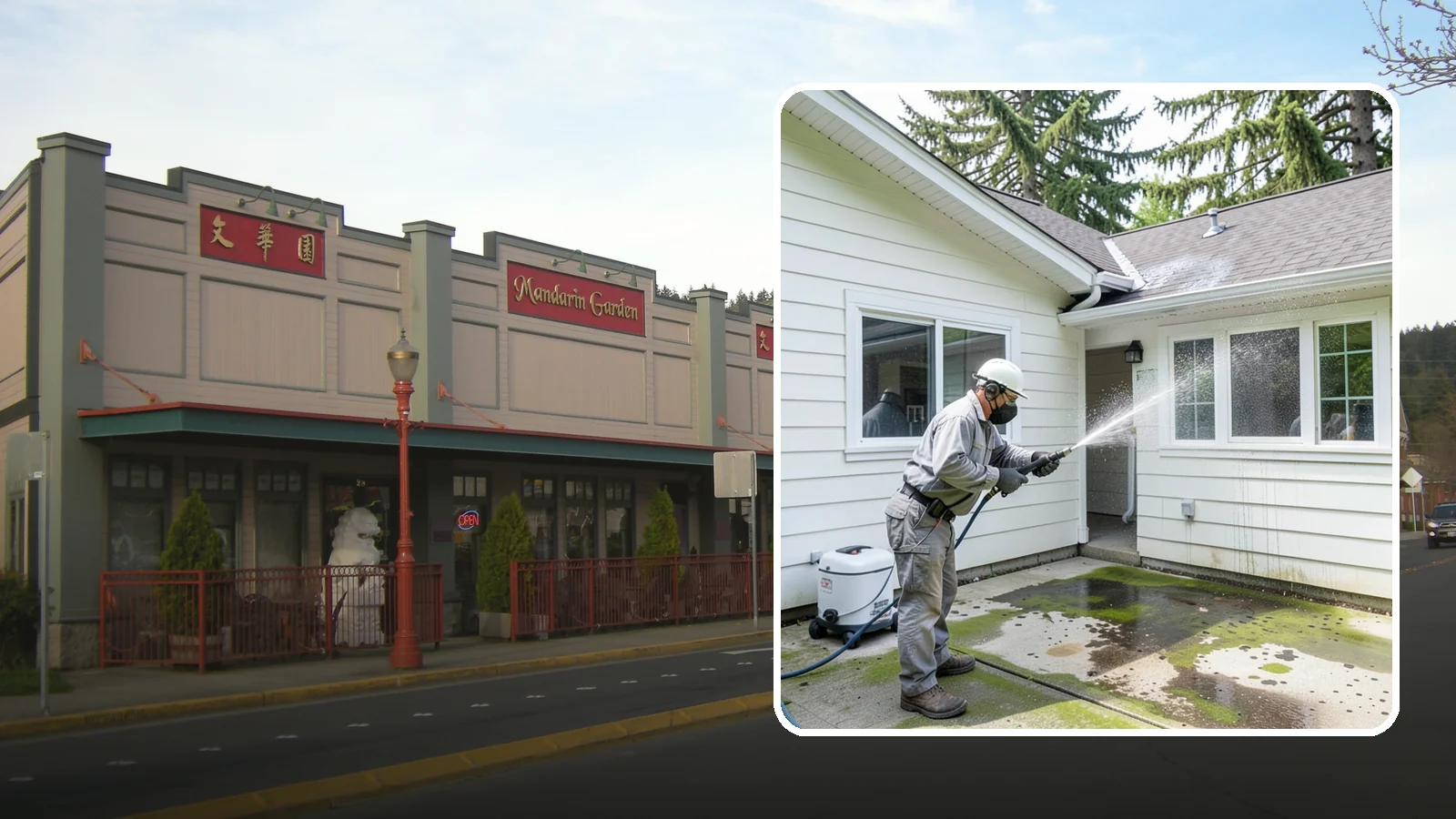 Brewery Exterior Cleaning in Issaquah, King County, WA - Exterior cleaning for breweries and taprooms that clears spilled beer, grain residue, and Northwest algae from patios, loading...