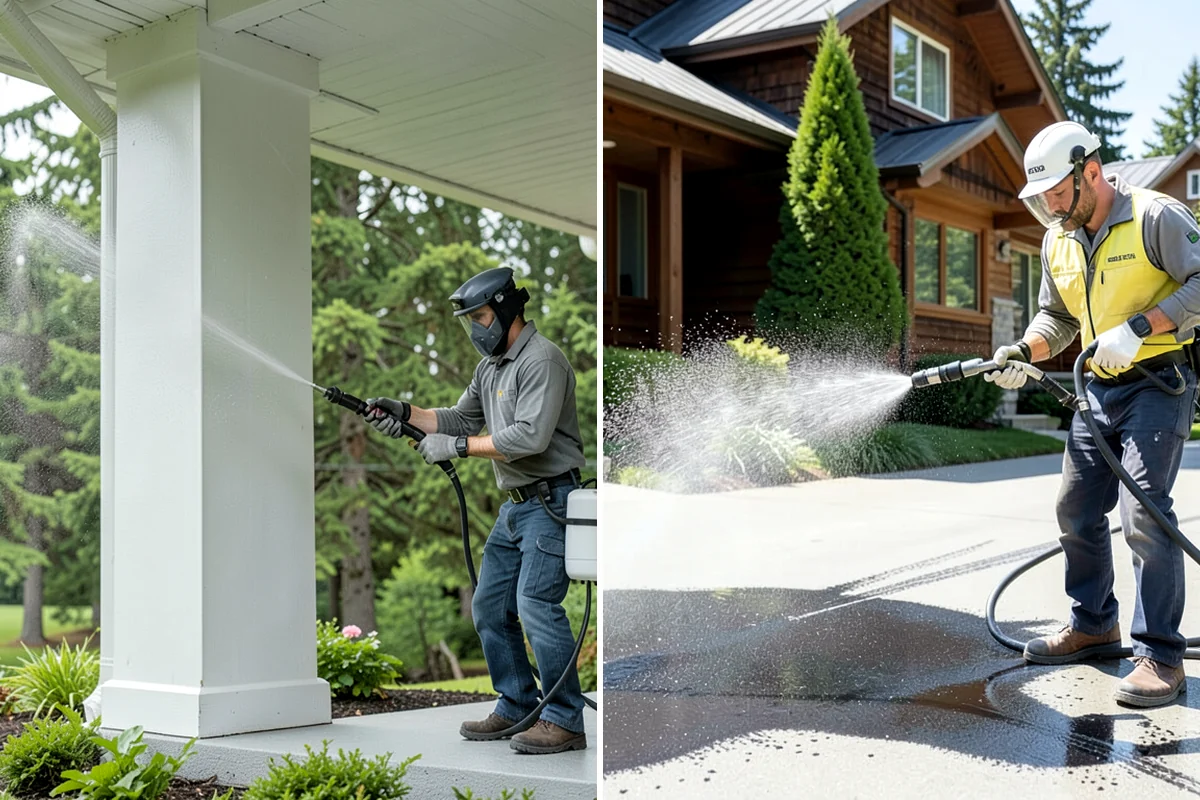Brewery Exterior Cleaning in Kenmore, King County, WA - Pre-treat sticky patio and dock zones with a degreaser
