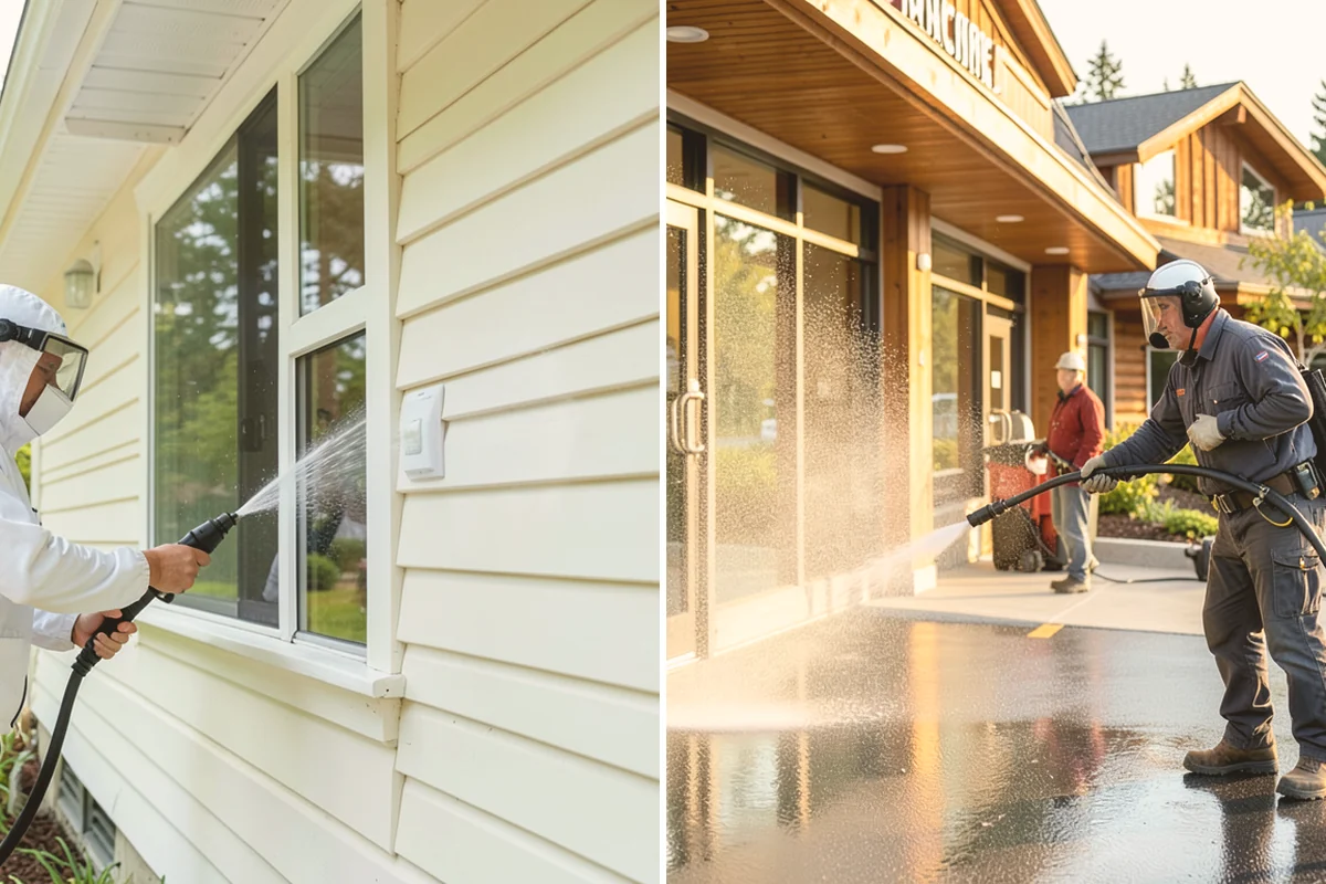 Brewery Exterior Cleaning in Kent, King County, WA - Pre-treat sticky patio and dock zones with a degreaser