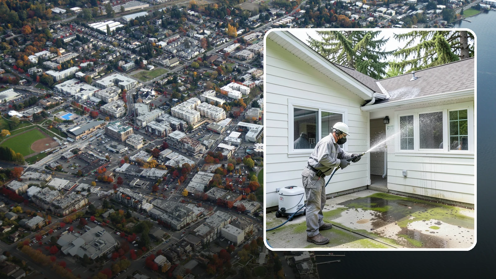Brewery Exterior Cleaning in Kirkland, King County, WA - Exterior cleaning for breweries and taprooms that clears spilled beer, grain residue, and Northwest algae from patios, loading...
