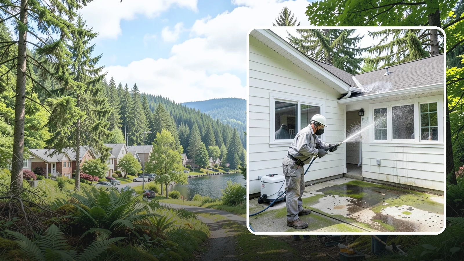Brewery Exterior Cleaning in Lake Forest Park, King County, WA - Exterior cleaning for breweries and taprooms that clears spilled beer, grain residue, and Northwest algae from patios, loading...