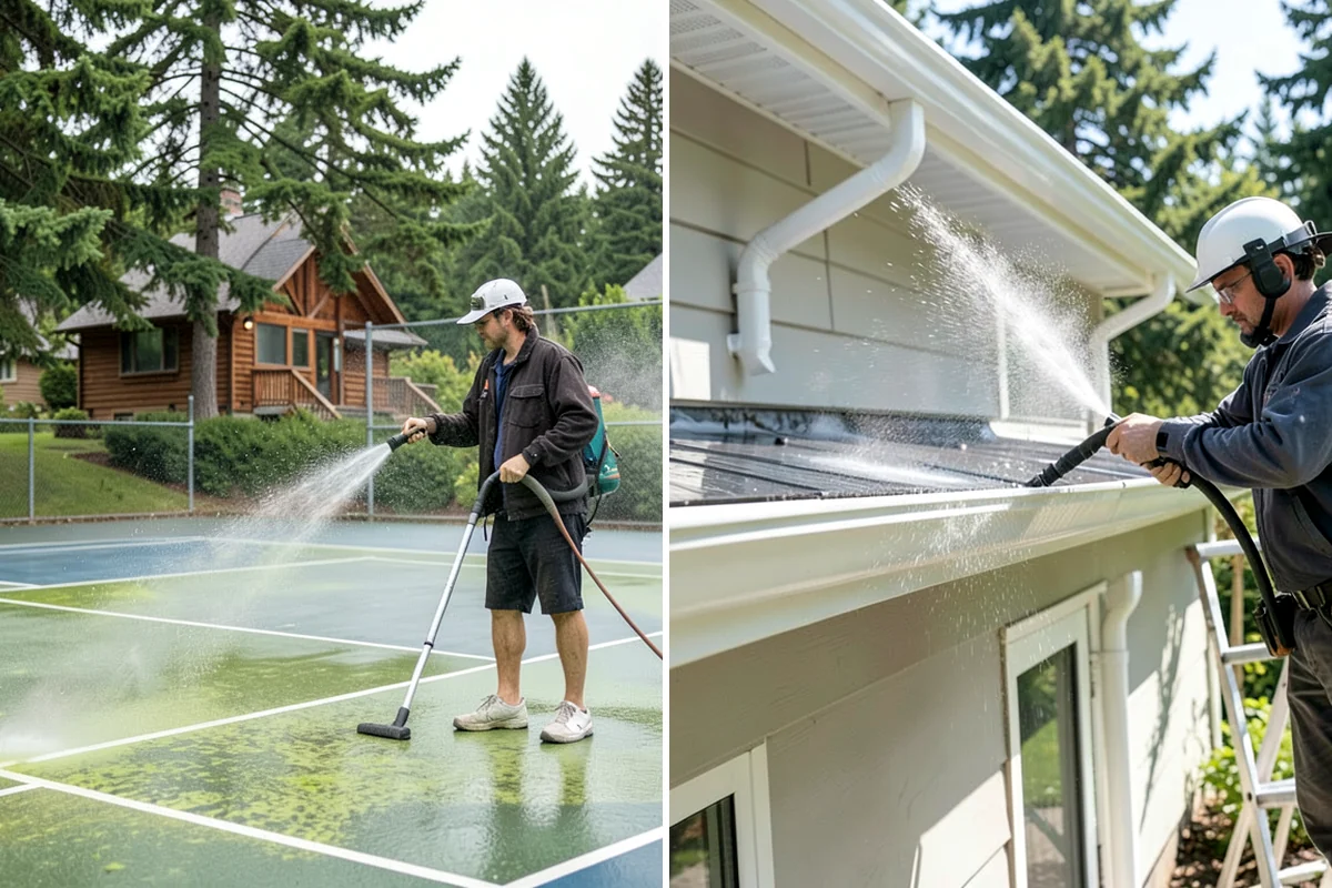 Brewery Exterior Cleaning in Lake Forest Park, King County, WA - Pre-treat sticky patio and dock zones with a degreaser