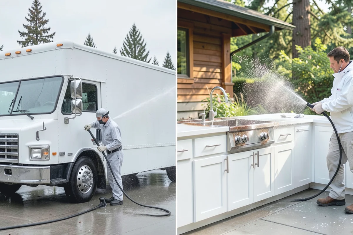 Brewery Exterior Cleaning in Medina, King County, WA - Pre-treat sticky patio and dock zones with a degreaser