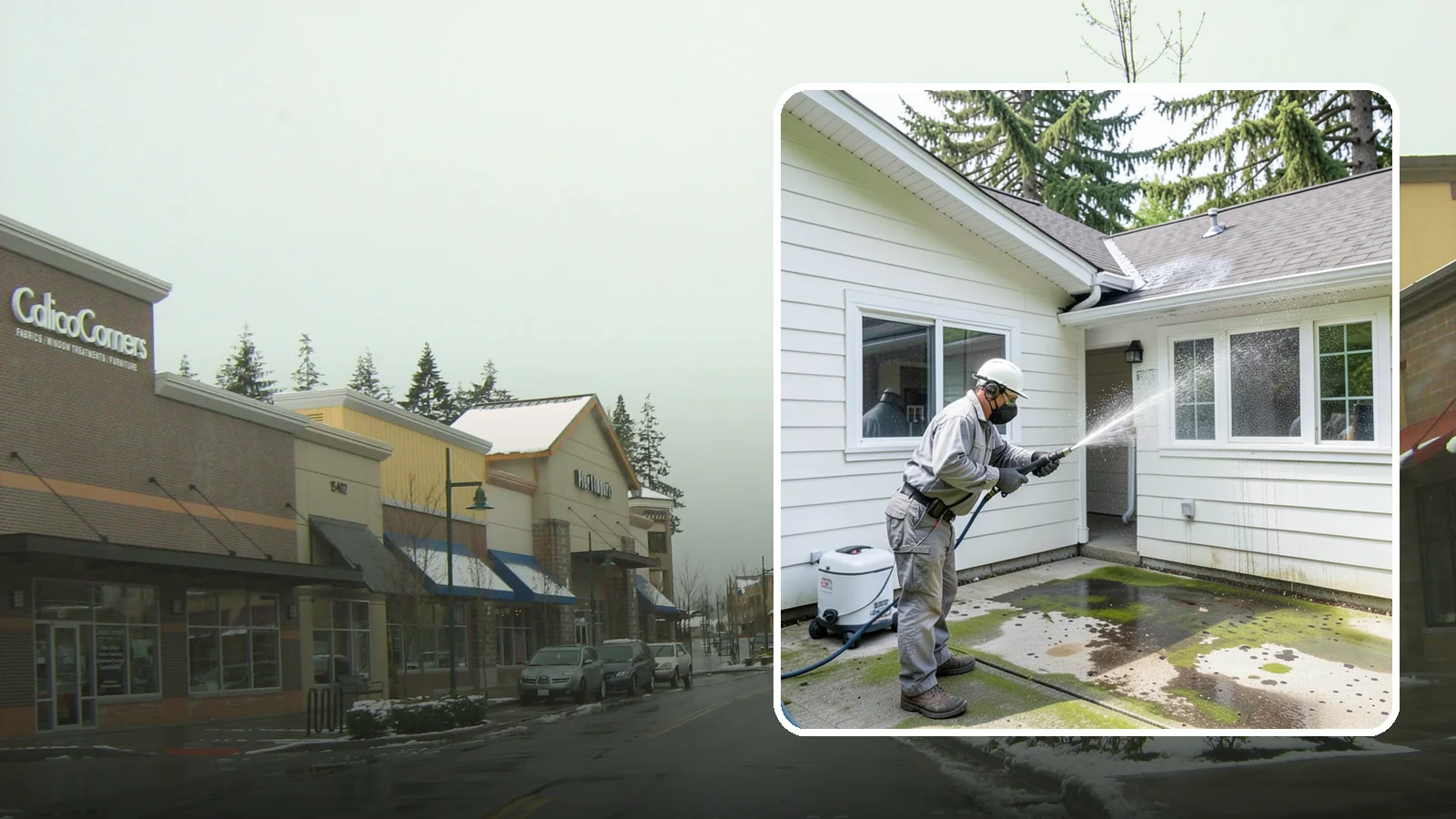 Brewery Exterior Cleaning in Mill Creek, Snohomish County, WA - Exterior cleaning for breweries and taprooms that clears spilled beer, grain residue, and Northwest algae from patios, loading...