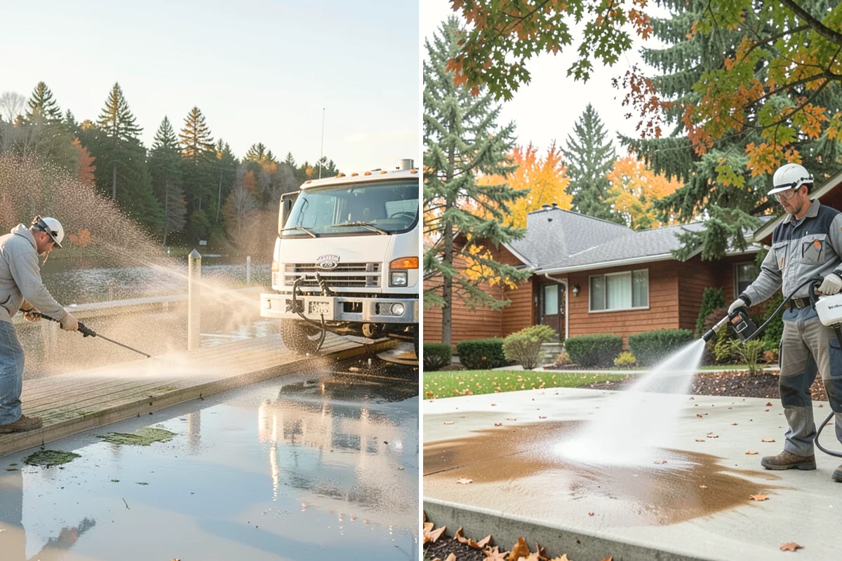 Brewery Exterior Cleaning in North Bend, King County, WA - Pre-treat sticky patio and dock zones with a degreaser