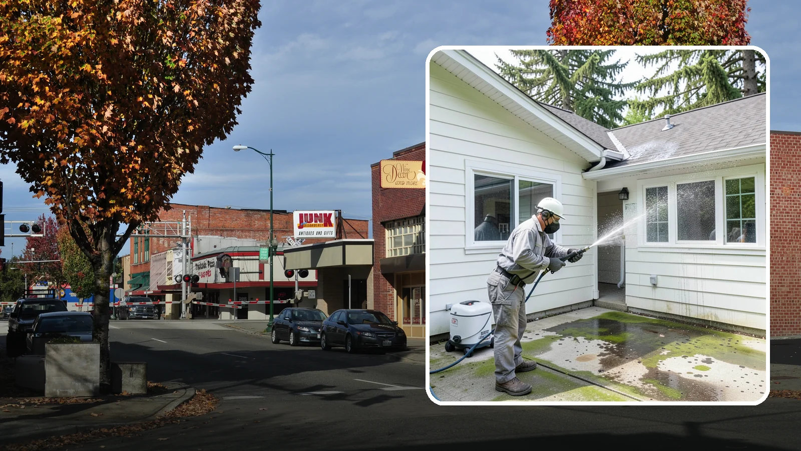 Brewery Exterior Cleaning in Puyallup, Pierce County, WA - Exterior cleaning for breweries and taprooms that clears spilled beer, grain residue, and Northwest algae from patios, loading...