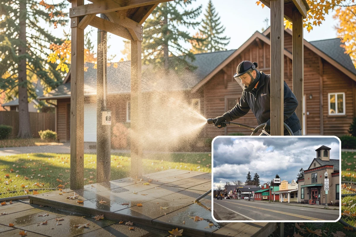 Brewery Exterior Cleaning in Roy, Pierce County, WA - Cuts sticky beer and sugar residue from patios and floors