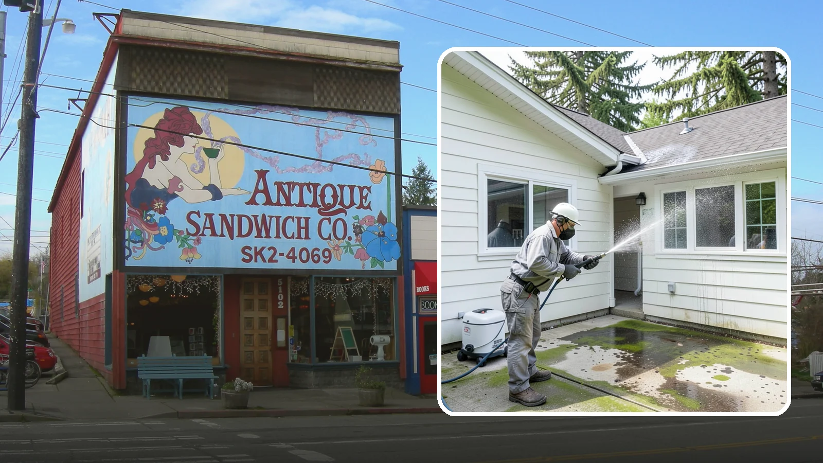 Brewery Exterior Cleaning in Ruston, Pierce County, WA - Exterior cleaning for breweries and taprooms that clears spilled beer, grain residue, and Northwest algae from patios, loading...