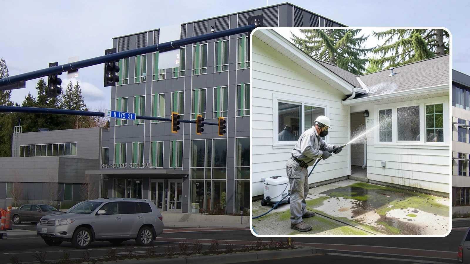 Brewery Exterior Cleaning in Shoreline, King County, WA - Exterior cleaning for breweries and taprooms that clears spilled beer, grain residue, and Northwest algae from patios, loading...