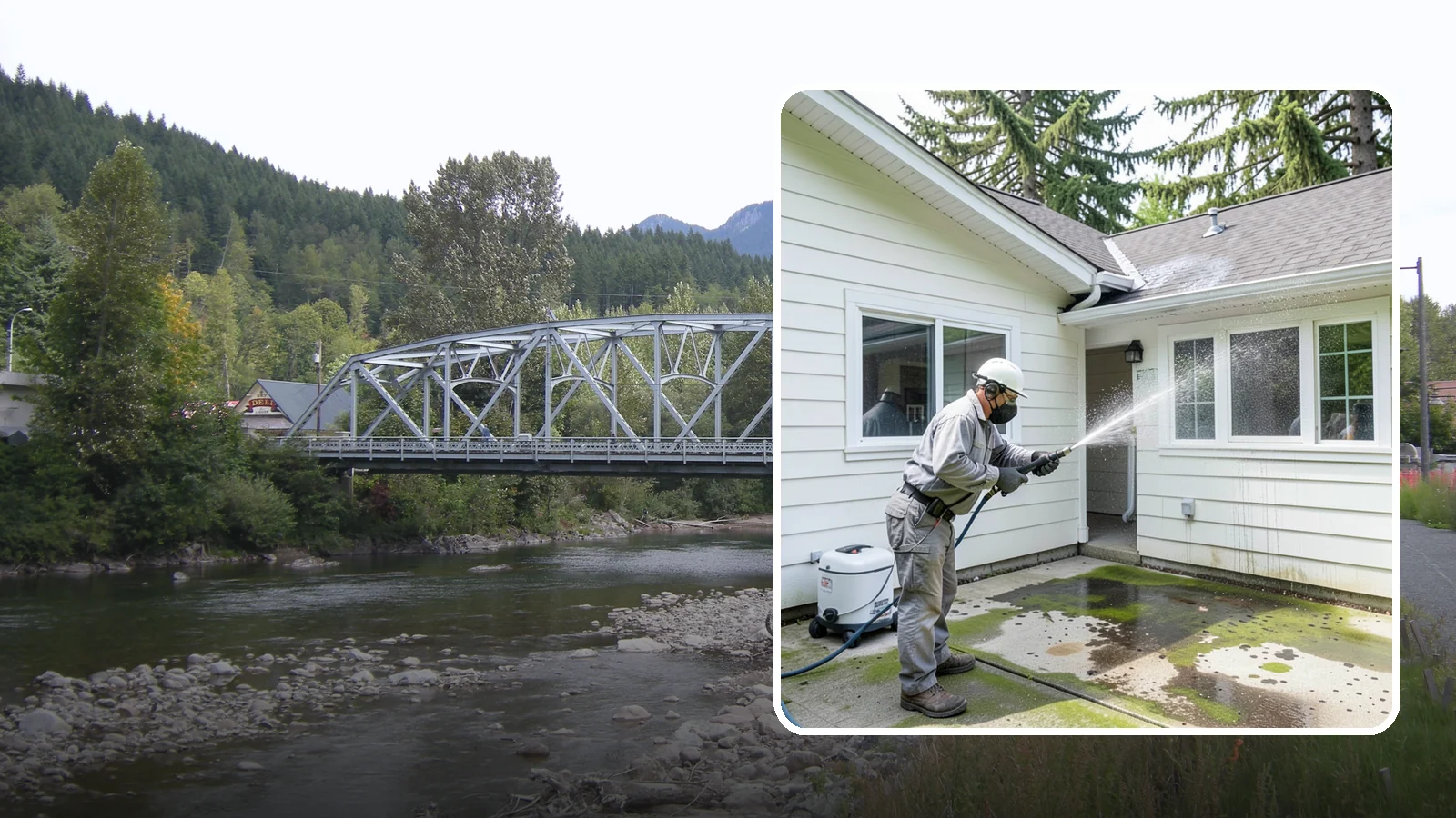 Brewery Exterior Cleaning in Skykomish, King County, WA - Exterior cleaning for breweries and taprooms that clears spilled beer, grain residue, and Northwest algae from patios, loading...