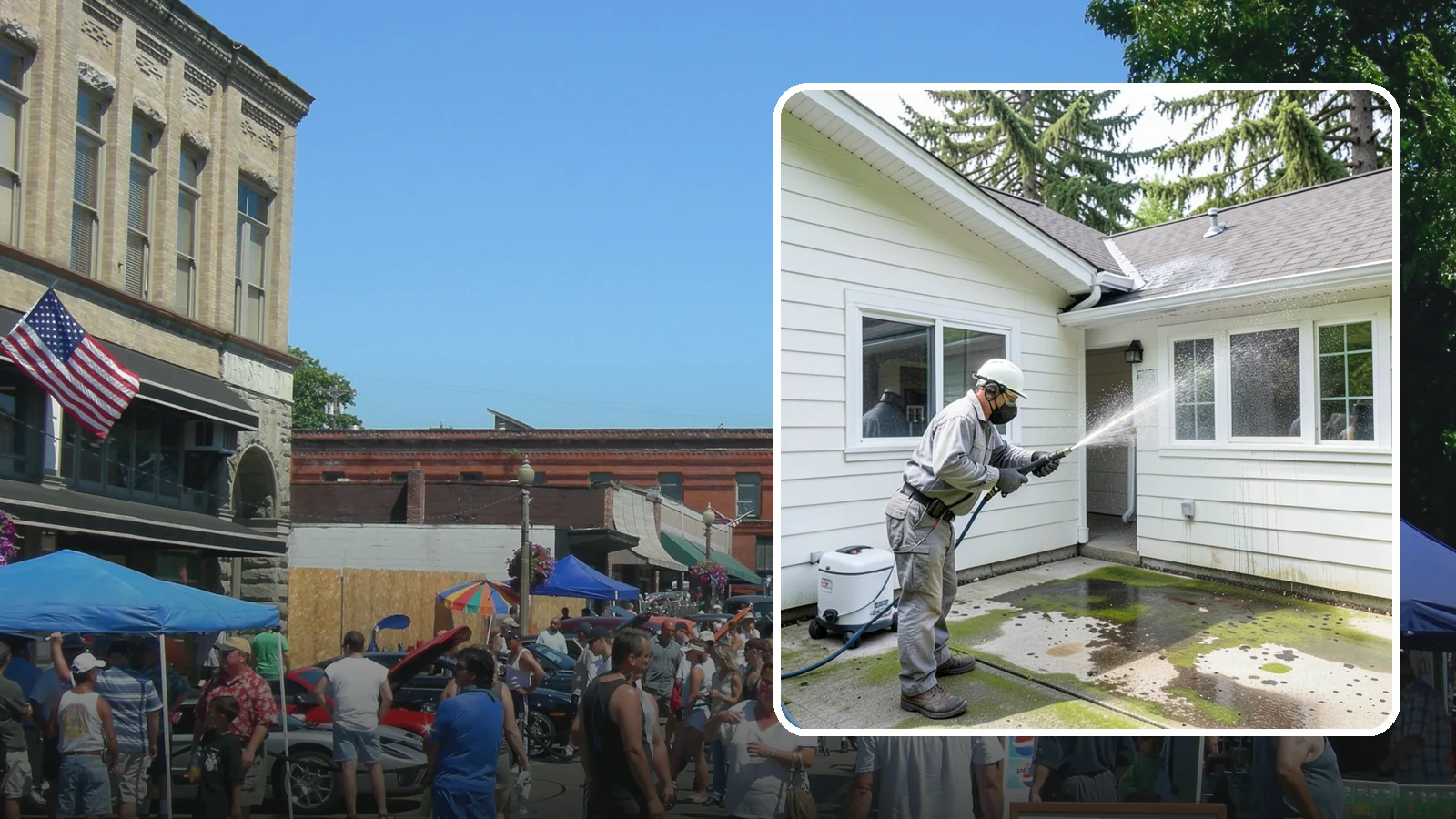 Brewery Exterior Cleaning in Snohomish, Snohomish County, WA - Exterior cleaning for breweries and taprooms that clears spilled beer, grain residue, and Northwest algae from patios, loading...
