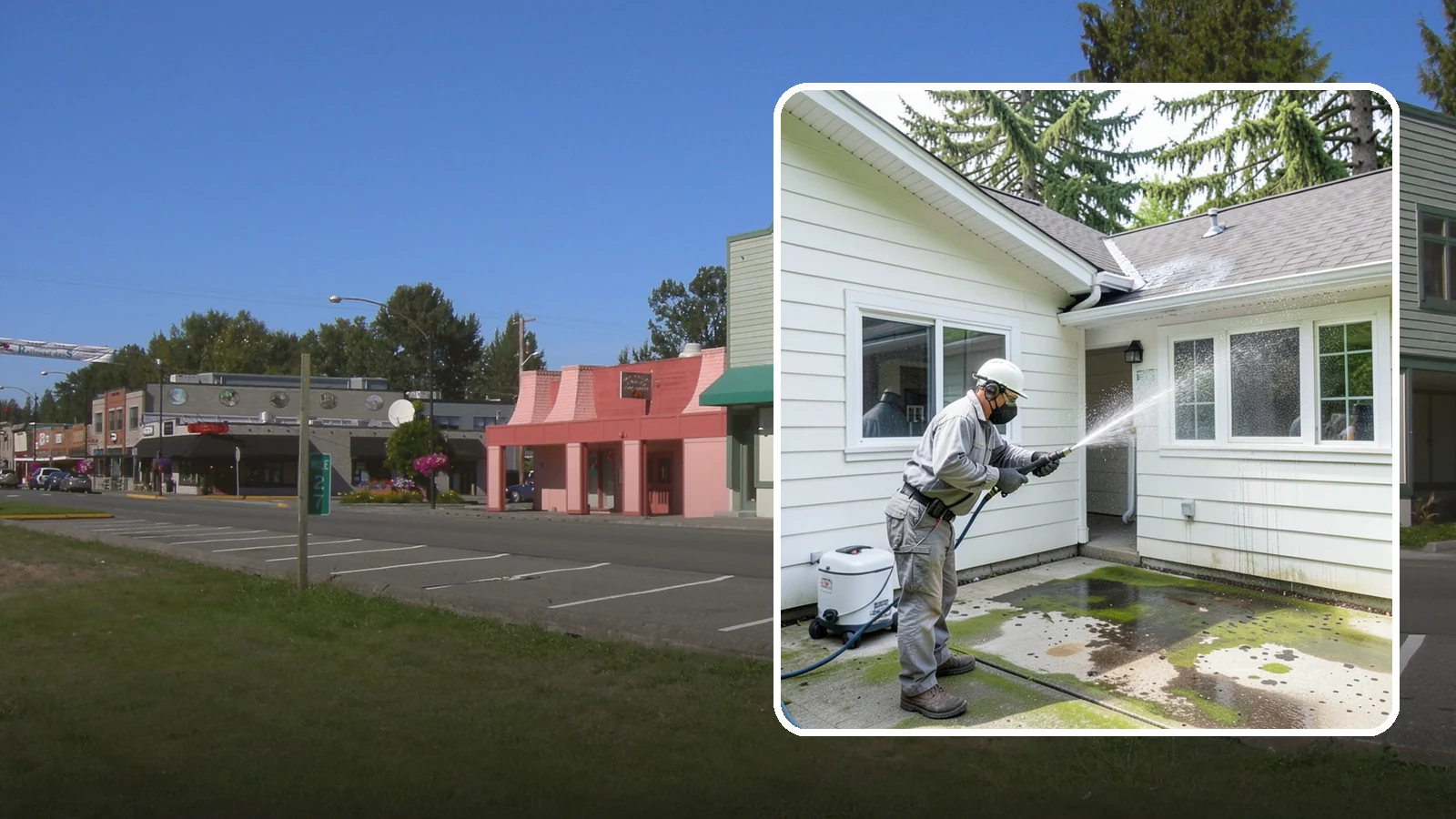 Brewery Exterior Cleaning in Snoqualmie, King County, WA - Exterior cleaning for breweries and taprooms that clears spilled beer, grain residue, and Northwest algae from patios, loading...