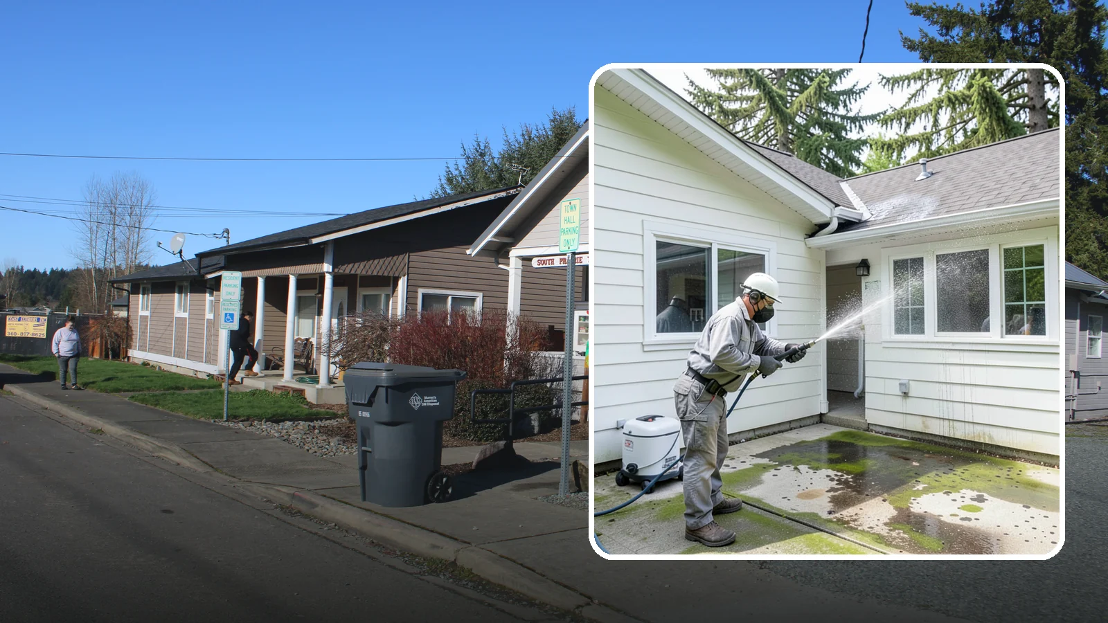 Brewery Exterior Cleaning in South Prairie, Pierce County, WA - Exterior cleaning for breweries and taprooms that clears spilled beer, grain residue, and Northwest algae from patios, loading...