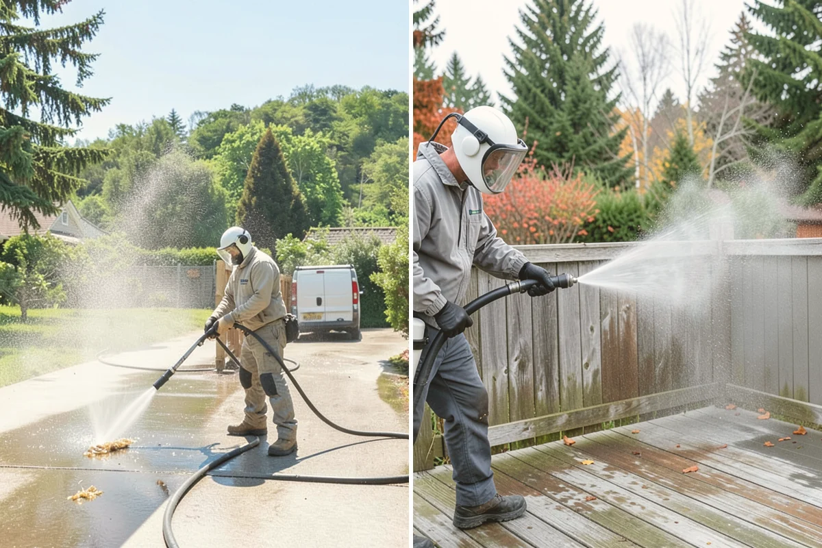 Brewery Exterior Cleaning in Stanwood, Snohomish County, WA - Pre-treat sticky patio and dock zones with a degreaser