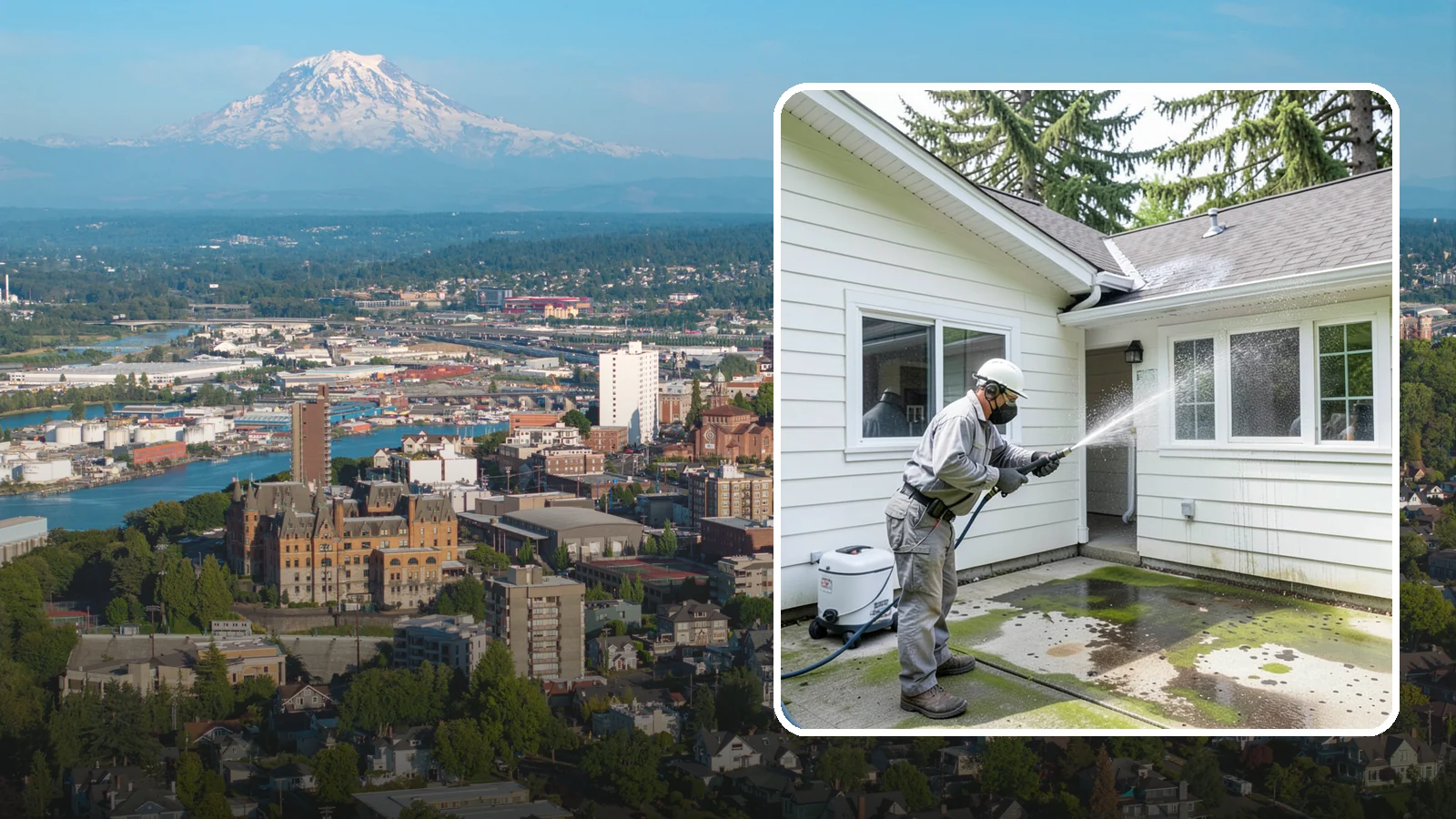 Brewery Exterior Cleaning in Tacoma, Pierce County, WA - Exterior cleaning for breweries and taprooms that clears spilled beer, grain residue, and Northwest algae from patios, loading...