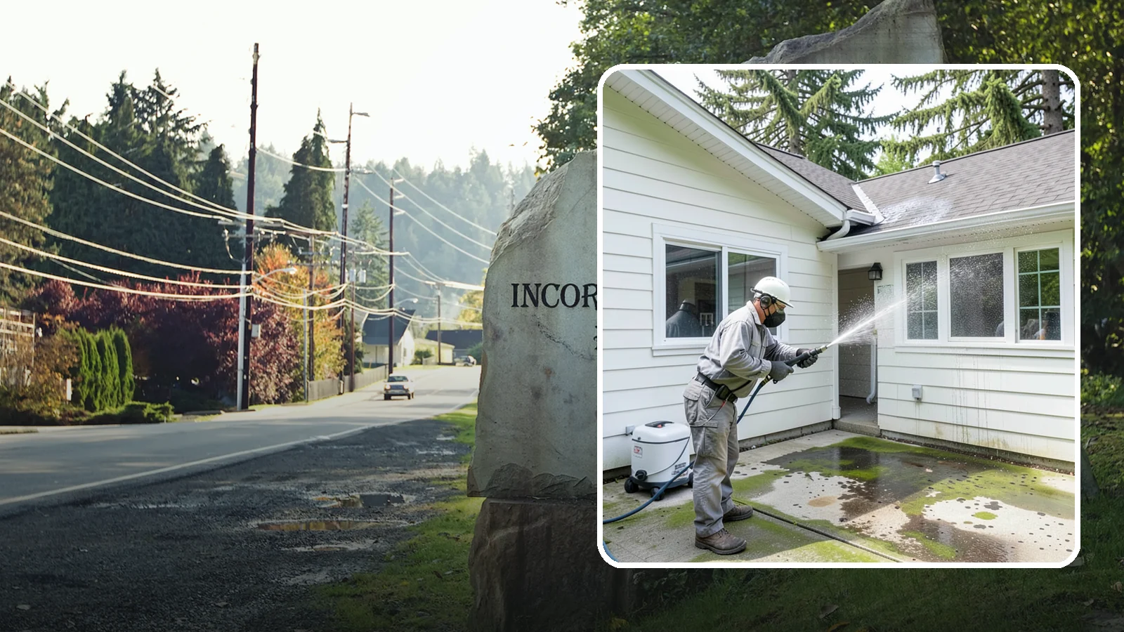 Brewery Exterior Cleaning in Wilkeson, Pierce County, WA - Exterior cleaning for breweries and taprooms that clears spilled beer, grain residue, and Northwest algae from patios, loading...