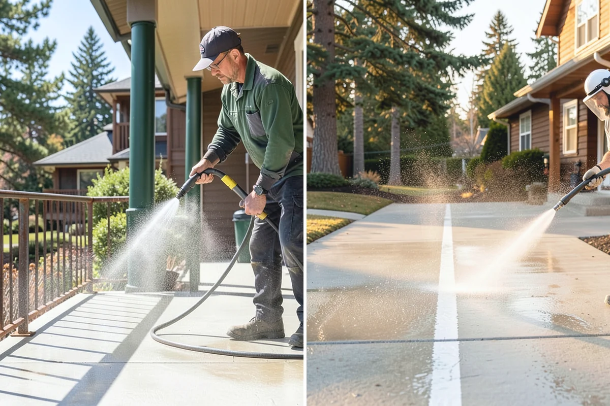 Brewery Exterior Cleaning in Wilkeson, Pierce County, WA - Pre-treat sticky patio and dock zones with a degreaser