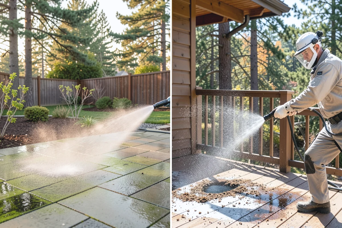 Brewery Exterior Cleaning in Woodinville, King County, WA - Pre-treat sticky patio and dock zones with a degreaser
