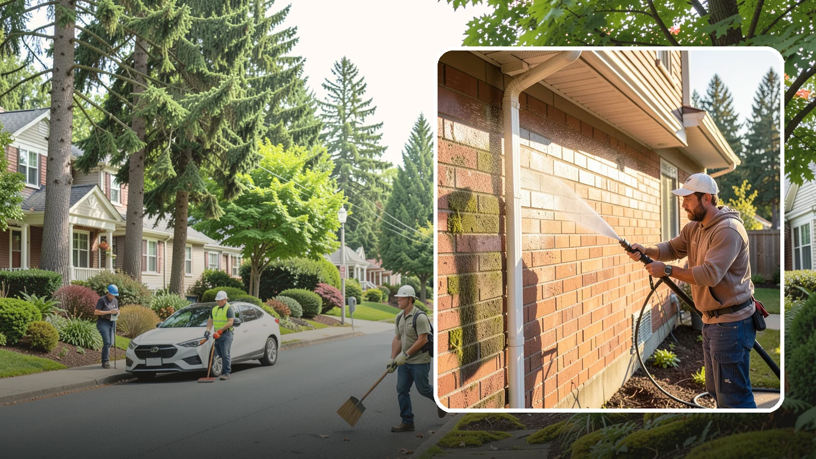 Brick Cleaning in Beaux Arts Village, King County, WA - Gently clean brick surfaces to remove moss, algae, and grime without eroding the soft mortar joints.