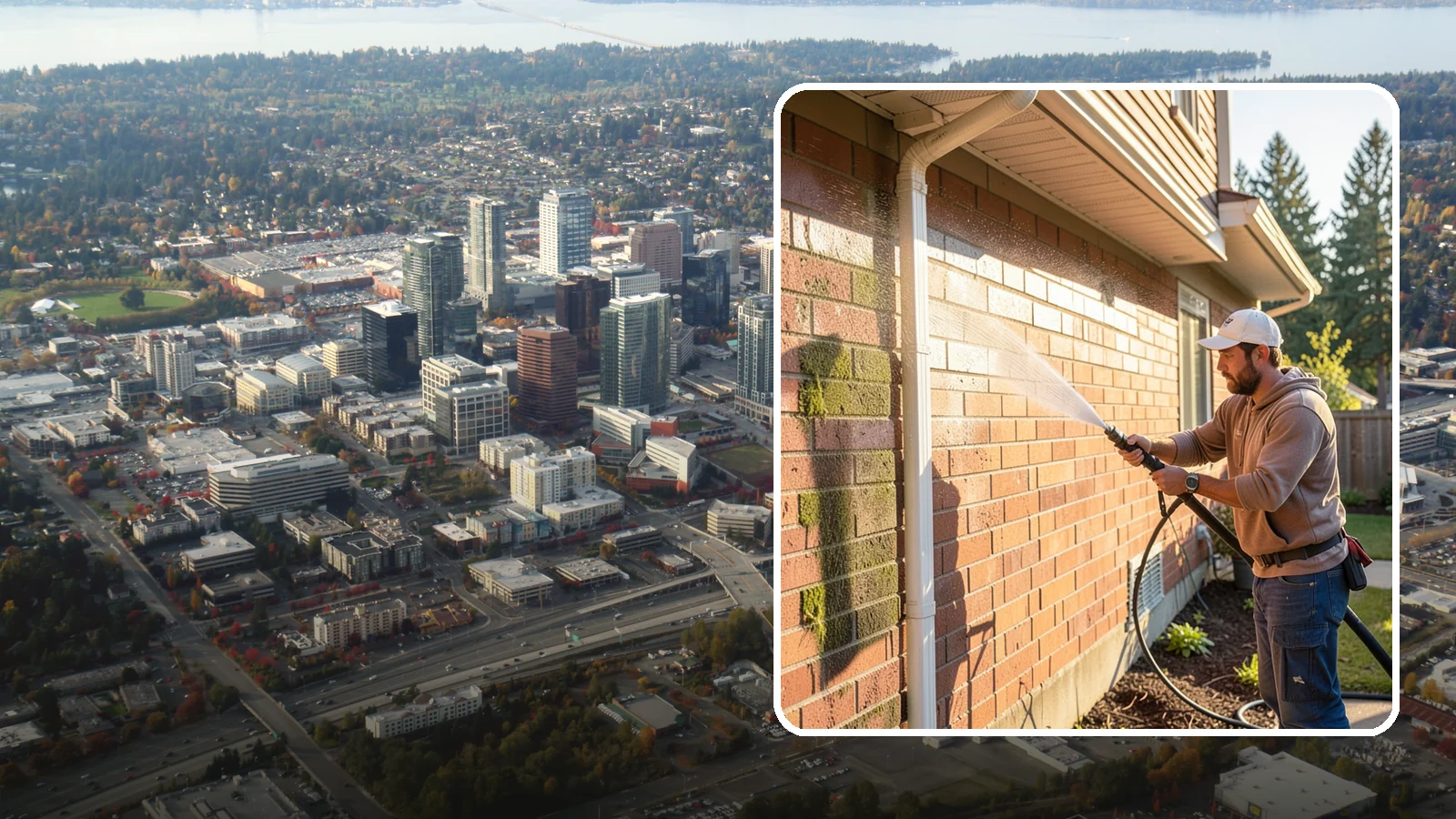 Brick Cleaning in Bellevue, King County, WA - Gently clean brick surfaces to remove moss, algae, and grime without eroding the soft mortar joints.