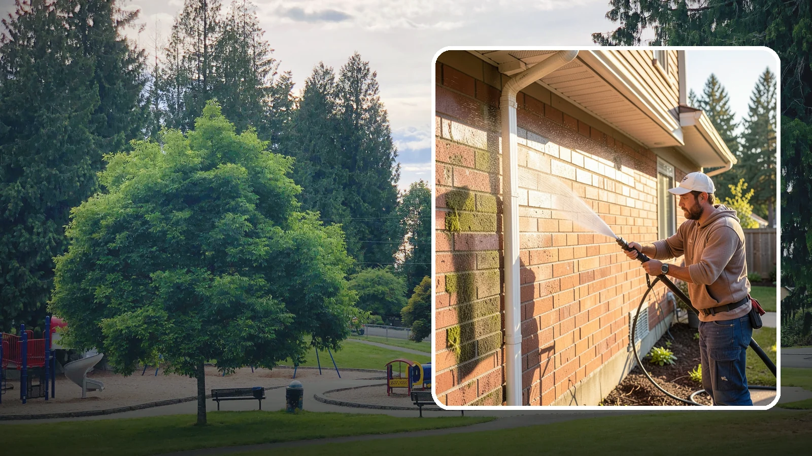 Brick Cleaning in Bonney Lake, Pierce County, WA - Gently clean brick surfaces to remove moss, algae, and grime without eroding the soft mortar joints.