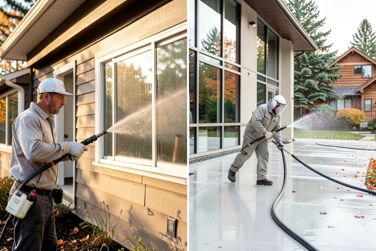 Brick Cleaning in Concrete, Skagit County, WA - Saturate adjacent plants and protect openings