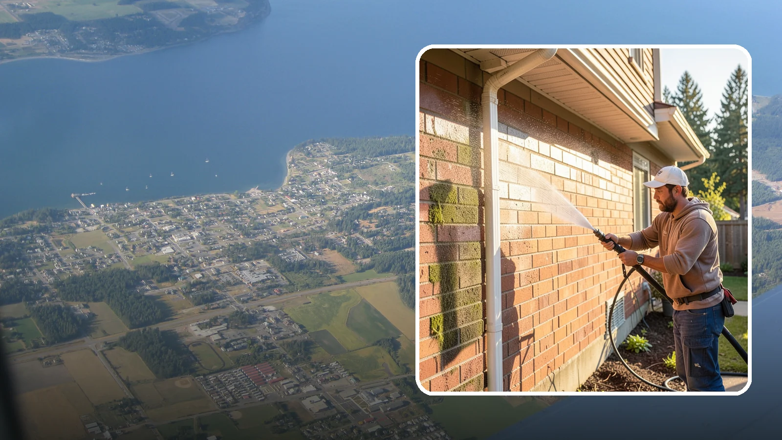 Brick Cleaning in Coupeville, Island County, WA - Gently clean brick surfaces to remove moss, algae, and grime without eroding the soft mortar joints.