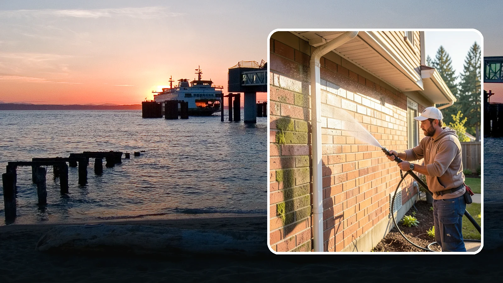 Brick Cleaning in Edmonds, Snohomish County, WA - Gently clean brick surfaces to remove moss, algae, and grime without eroding the soft mortar joints.