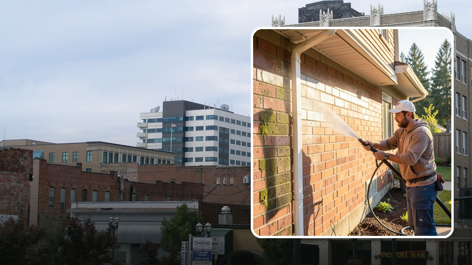 Brick Cleaning in Everett, Snohomish County, WA - Gently clean brick surfaces to remove moss, algae, and grime without eroding the soft mortar joints.