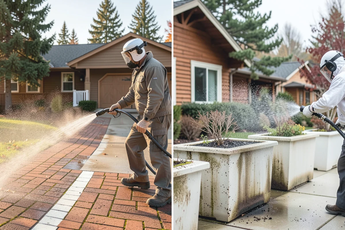 Brick Cleaning in Hamilton, Skagit County, WA - Saturate adjacent plants and protect openings