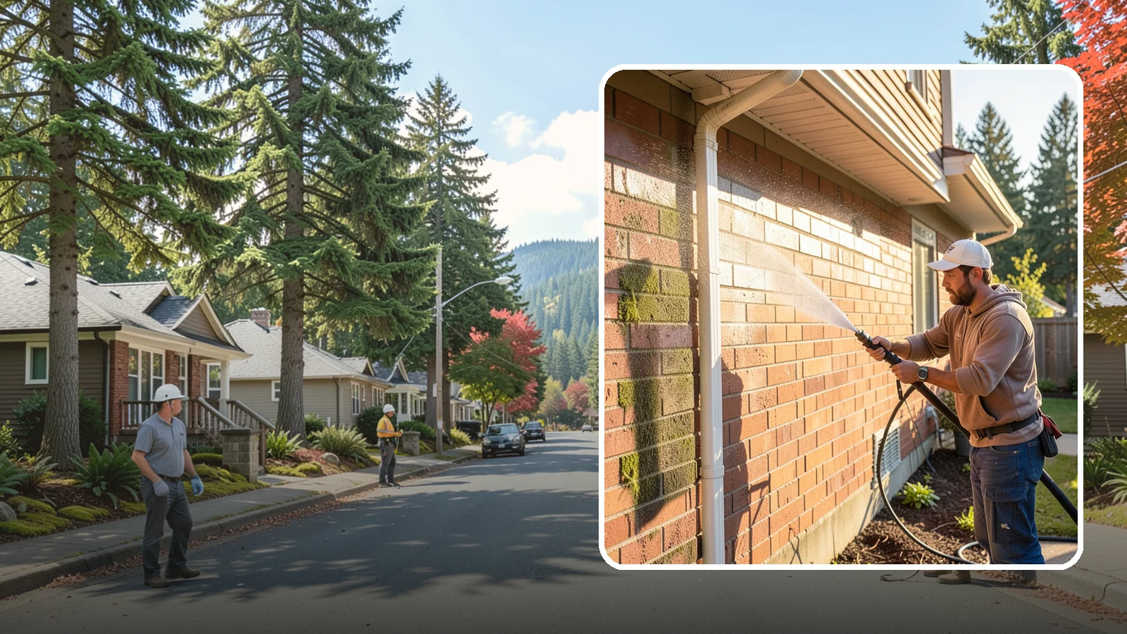 Brick Cleaning in Hunts Point, King County, WA - Gently clean brick surfaces to remove moss, algae, and grime without eroding the soft mortar joints.