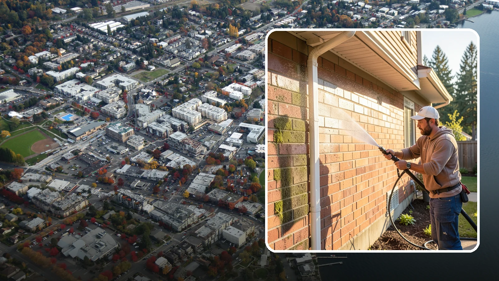 Brick Cleaning in Kirkland, King County, WA - Gently clean brick surfaces to remove moss, algae, and grime without eroding the soft mortar joints.