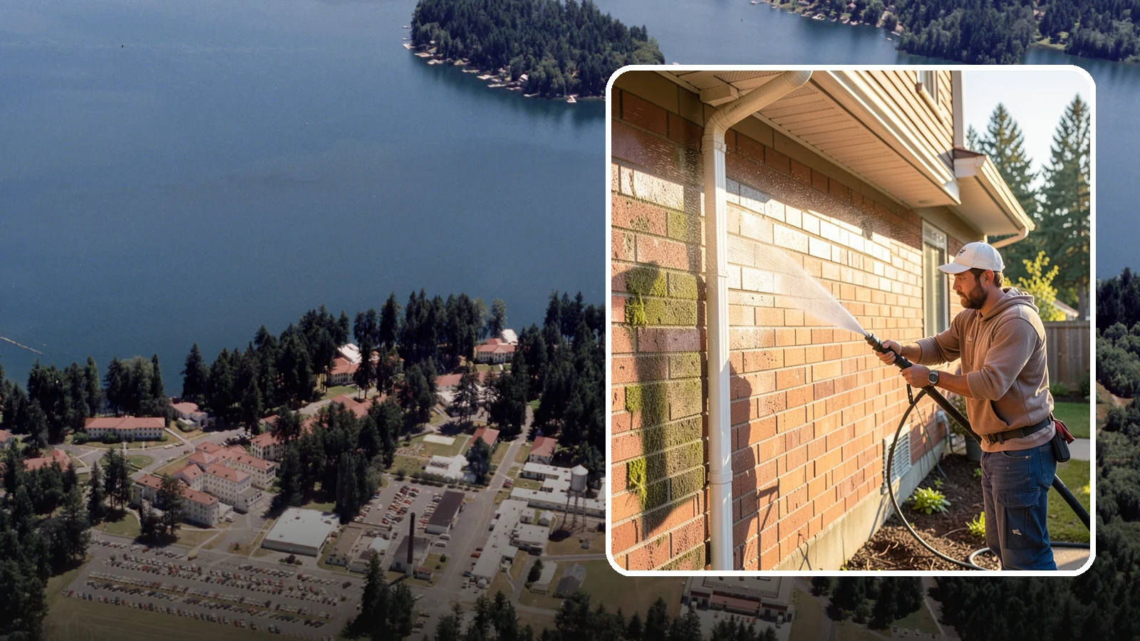 Brick Cleaning in Lakewood, Pierce County, WA - Gently clean brick surfaces to remove moss, algae, and grime without eroding the soft mortar joints.