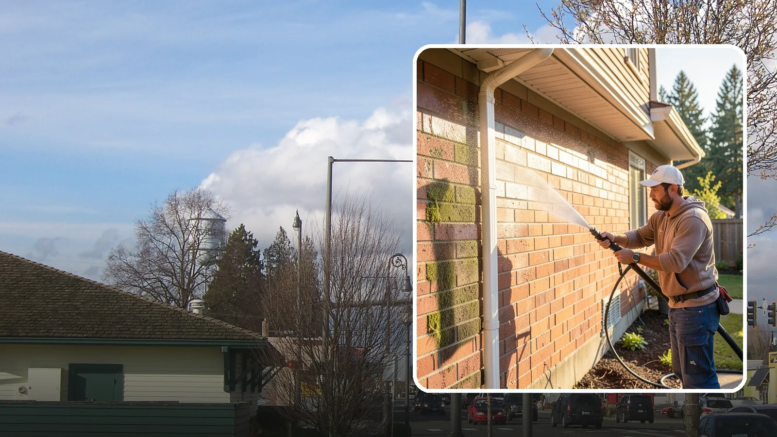 Brick Cleaning in Marysville, Snohomish County, WA - Gently clean brick surfaces to remove moss, algae, and grime without eroding the soft mortar joints.