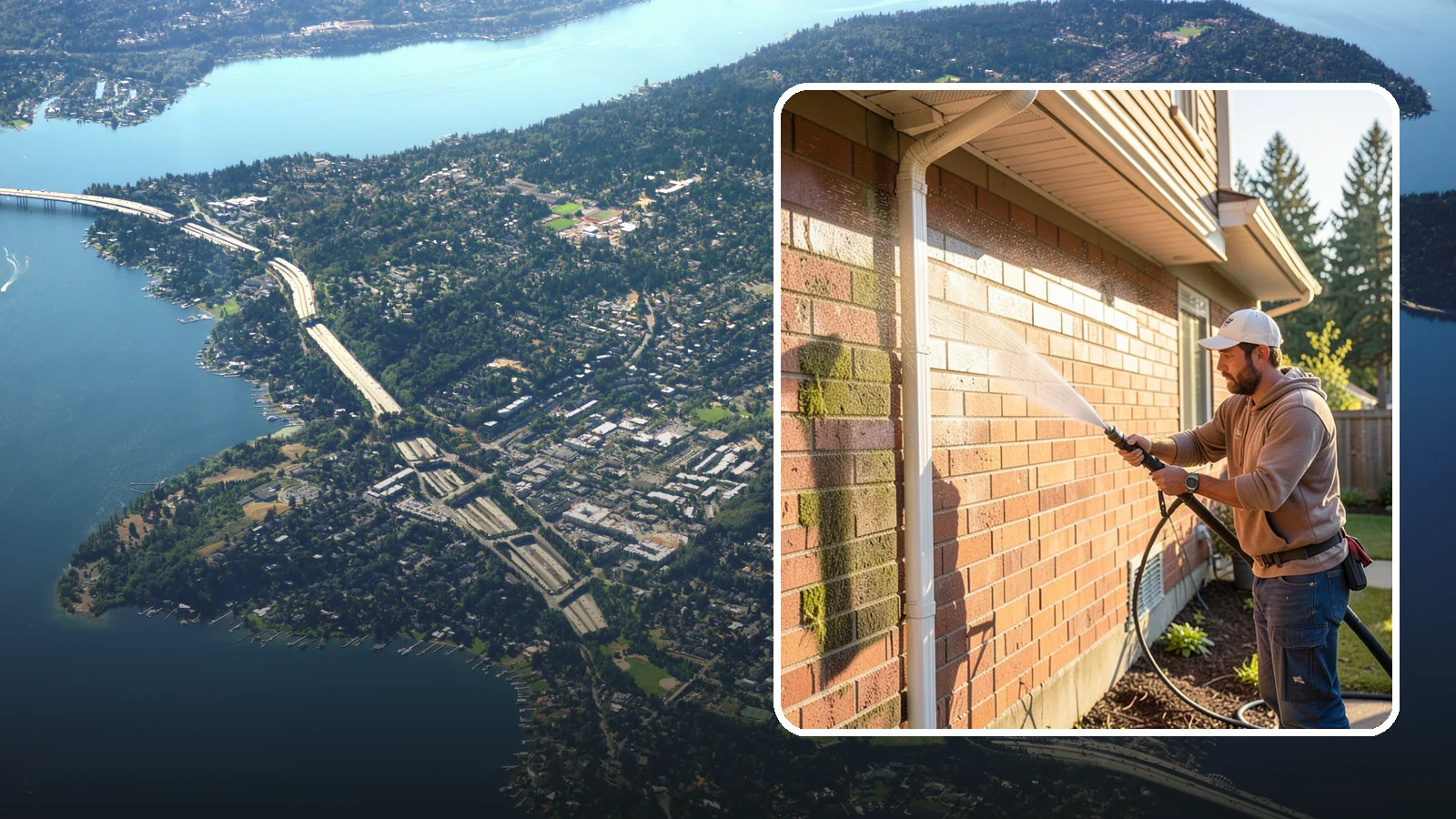 Brick Cleaning in Mercer Island, King County, WA - Gently clean brick surfaces to remove moss, algae, and grime without eroding the soft mortar joints.