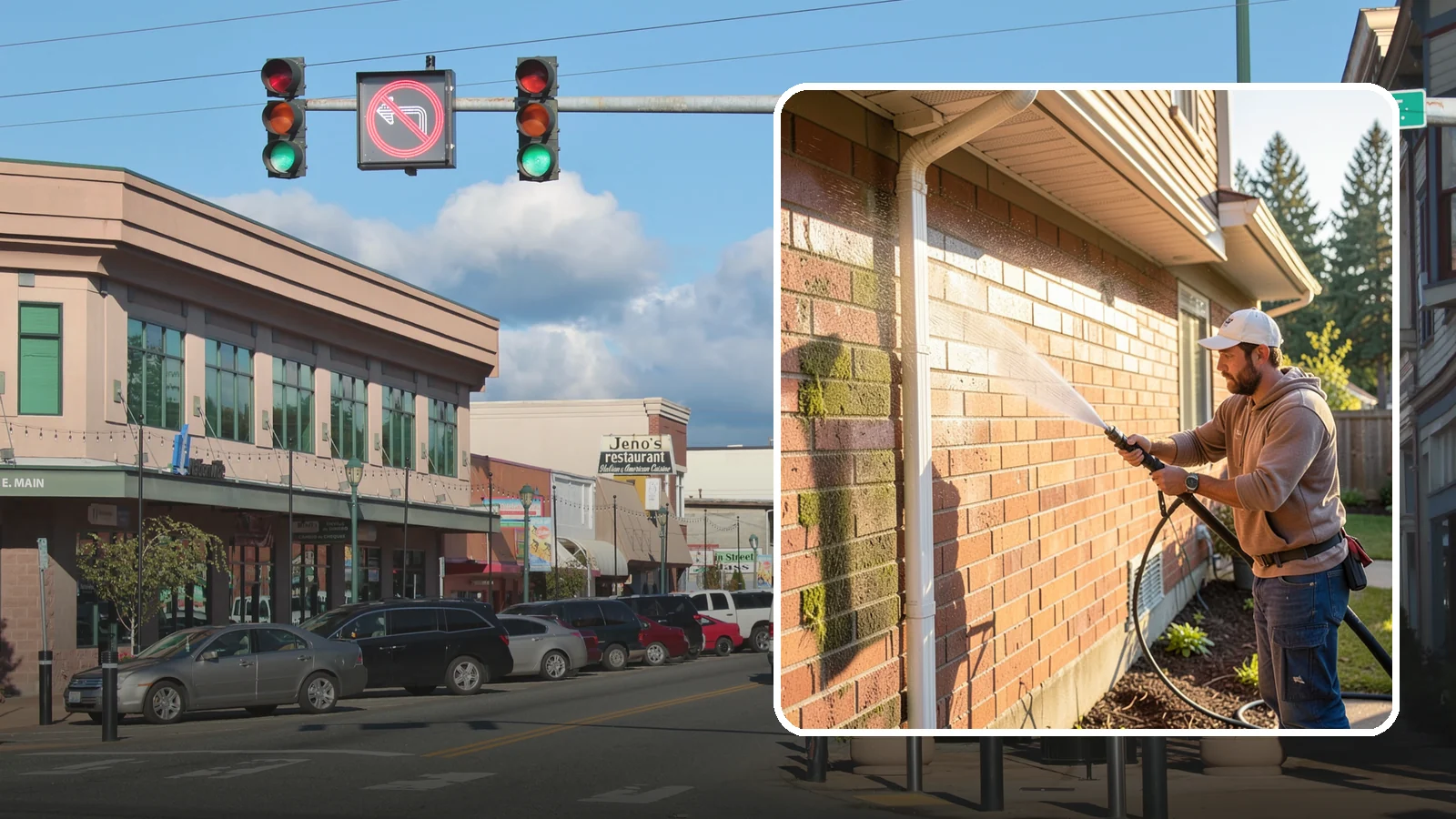 Brick Cleaning in Monroe, Snohomish County, WA - Gently clean brick surfaces to remove moss, algae, and grime without eroding the soft mortar joints.