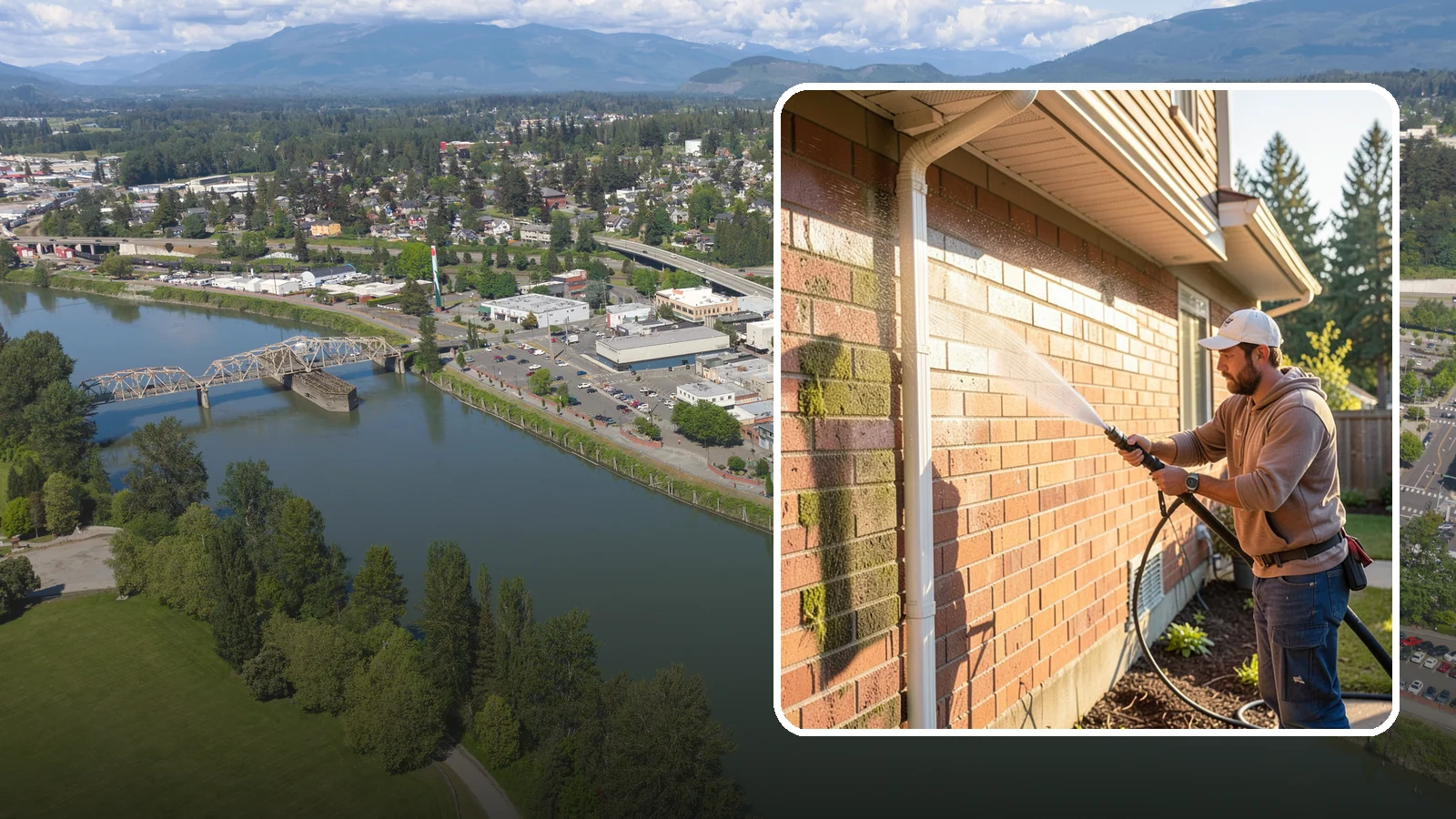 Brick Cleaning in Mount Vernon, Skagit County, WA - Gently clean brick surfaces to remove moss, algae, and grime without eroding the soft mortar joints.